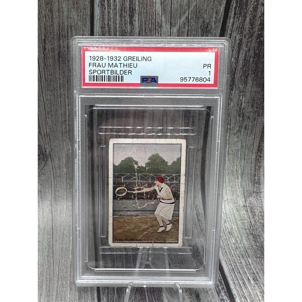 1928-1932 GREILING SPORTBILDER FRAU MATHIEU Frankreich Tennis PSA 1 Poor German
